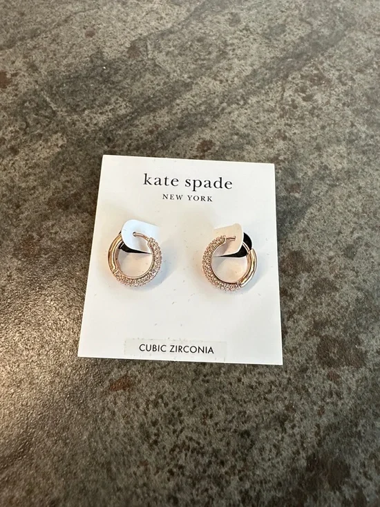 kate spade Rose Gold Pavé Hoop Earrings NWT - Picture 4 of 4